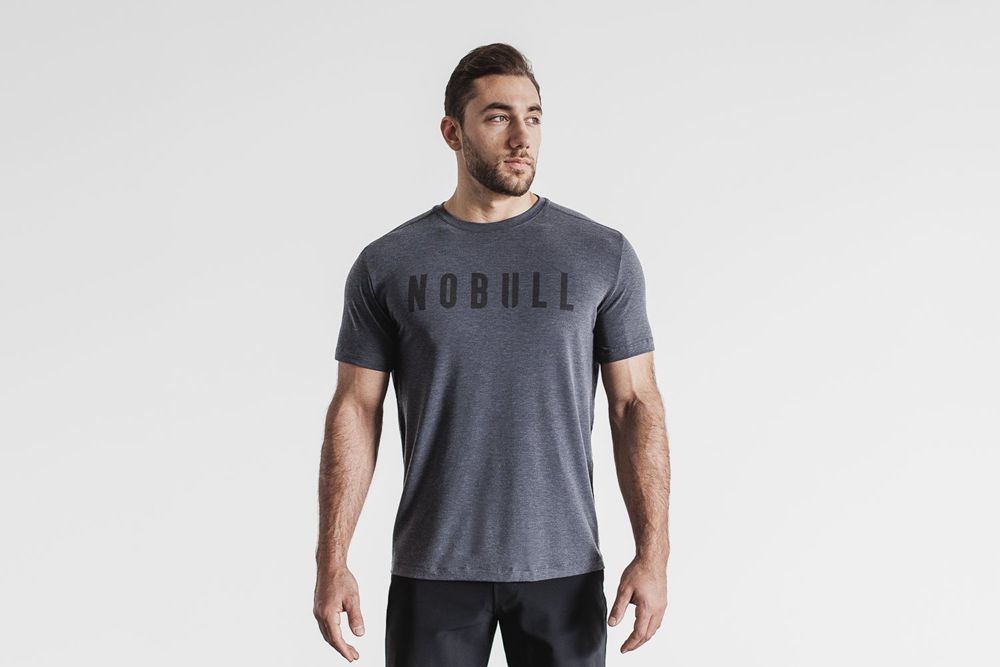 NOBULL Men's Tee - Heather Grey - Ireland (1034QZSTD)